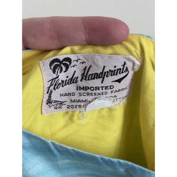 Vintage 70s Florida Handprints Shift Dress Size 10 Screenprint Cotton Retro - Picture 3 of 10